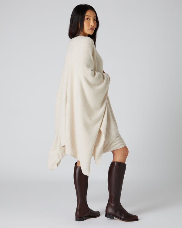 N.Peal Women's Cashmere Knitted Cape Ecru White