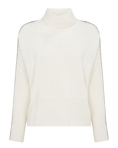 N.Peal Women's Metal Trim Cashmere Sweater New Ivory White