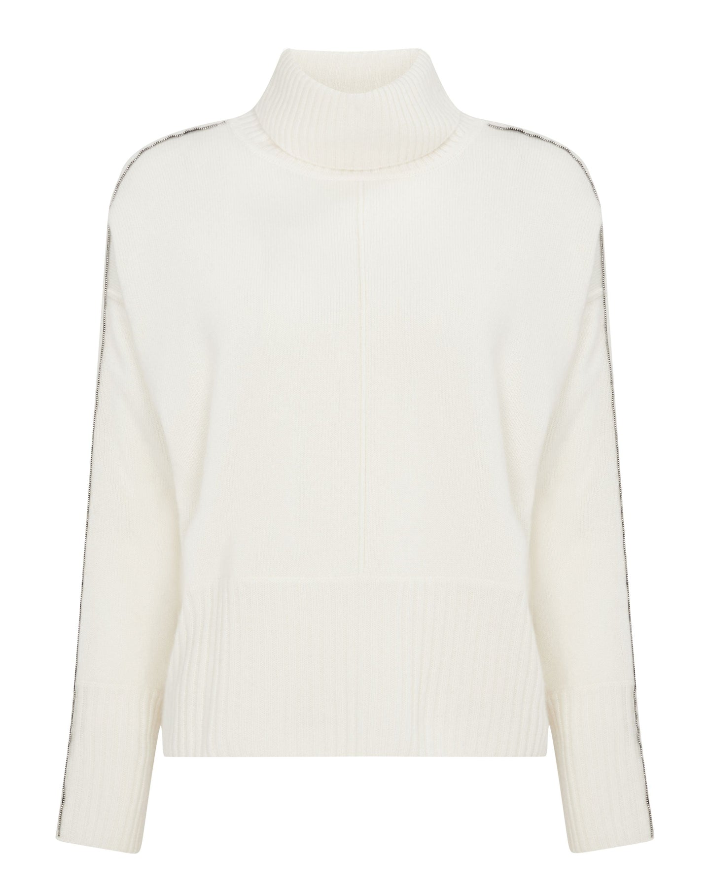 N.Peal Women's Metal Trim Cashmere Jumper New Ivory White