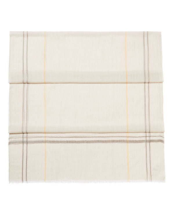 N.Peal Women's Check Cashmere Pashmina Beige Brown