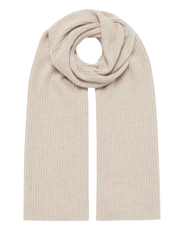 N.Peal Unisex Short Ribbed Cashmere Scarf Heather Beige Brown