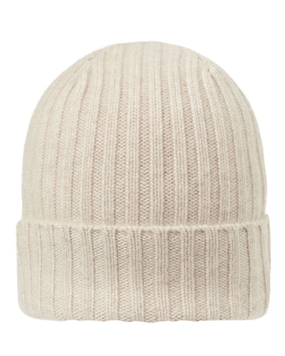 N.Peal Unisex Chunky Ribbed Cashmere Hat Heather Beige Brown