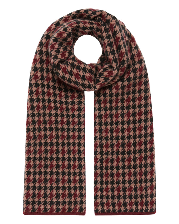 N.Peal Unisex Houndstooth Long Cashmere Scarf Coconut Brown