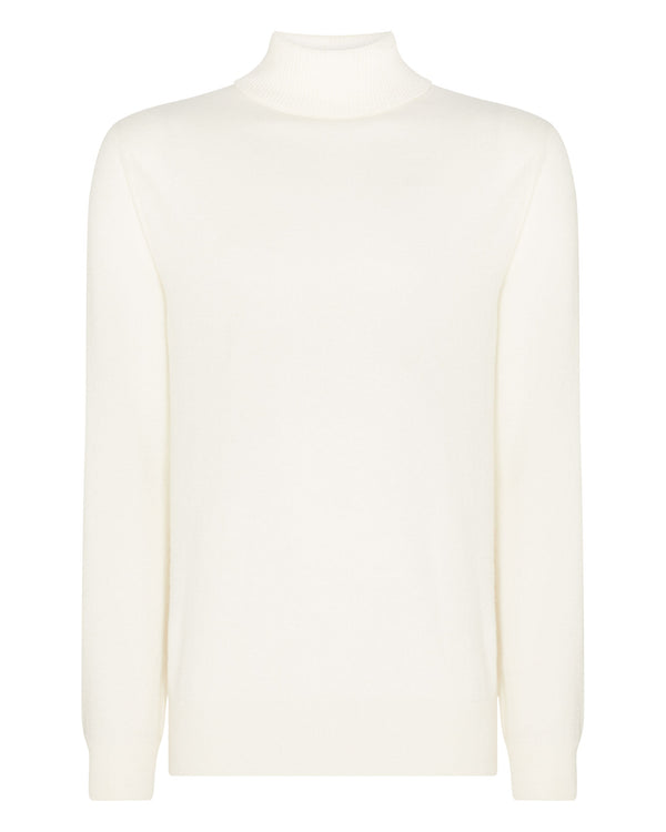 N.Peal 007 Classic Polo Neck Cashmere Sweater New Ivory White