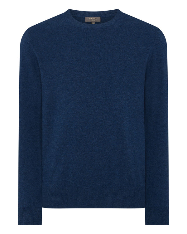 N.Peal Men's The Oxford Round Neck Cashmere Sweater Electric Blue