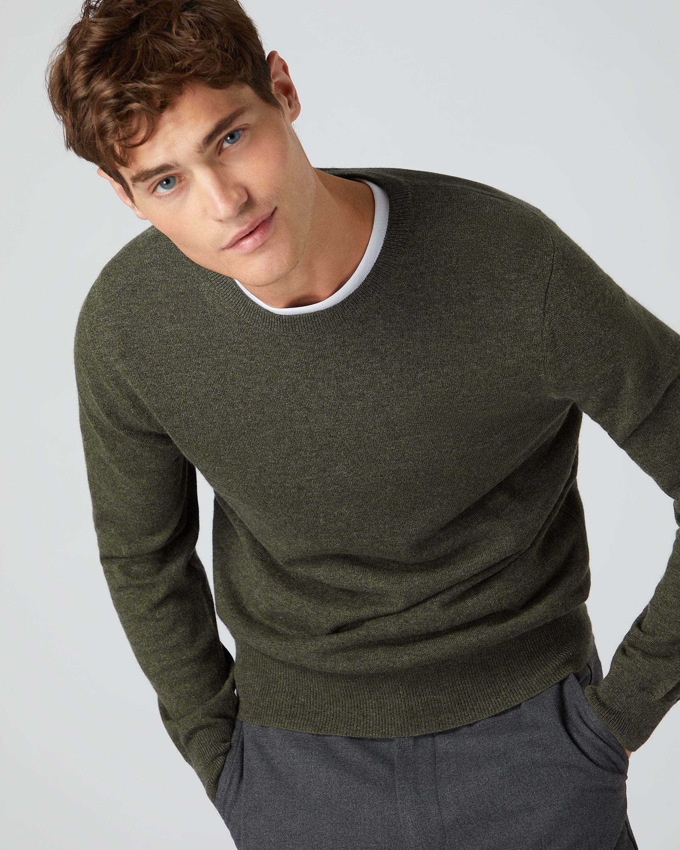 Mens green cashmere sweater sale