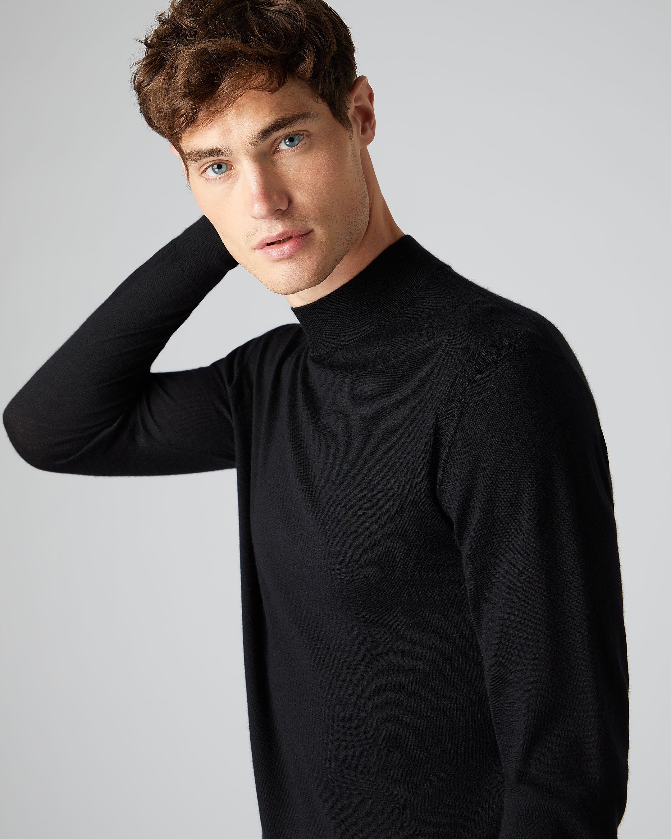 Black mock hotsell neck sweater mens