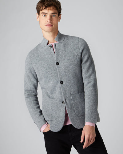 N.Peal Men's Milano Cashmere Jacket Flannel Grey