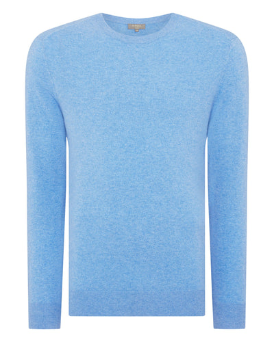 N.Peal Men's Baby Cashmere Round Neck Sweater Blue