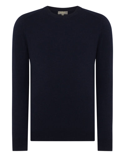 N.Peal Men's Baby Cashmere Round Neck Sweater Navy Blue