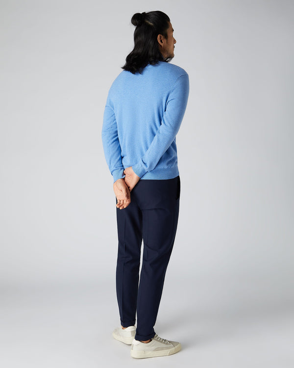 N.Peal Men's Baby Cashmere V Neck Sweater Blue