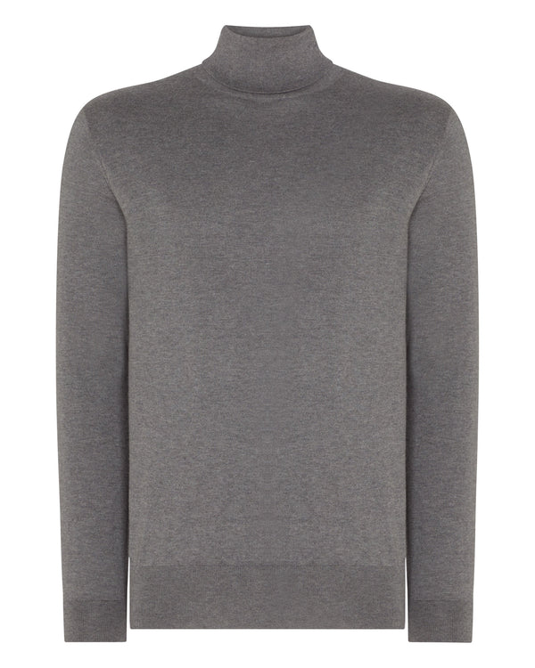 N.Peal 007 Turtle Neck Cotton Cashmere Jumper Smoke Grey
