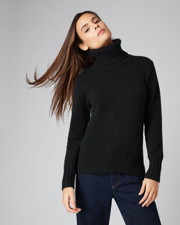 Women's Cotton/Cashmere Sweater, Turtleneck Classic Black Extra Small, Cashmere Cotton | L.L.Bean