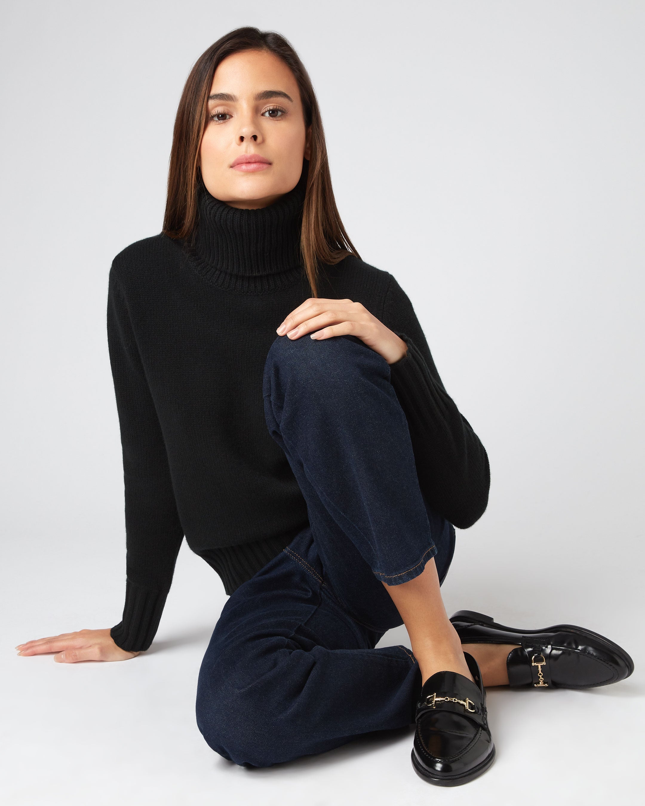 Black chunky store polo neck jumper