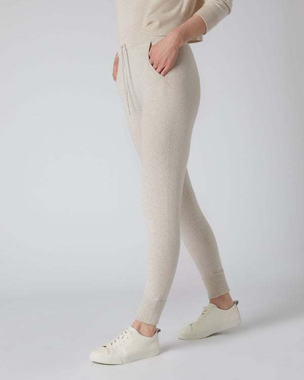 Women's Plain Cashmere Lounge Pants Ecru White