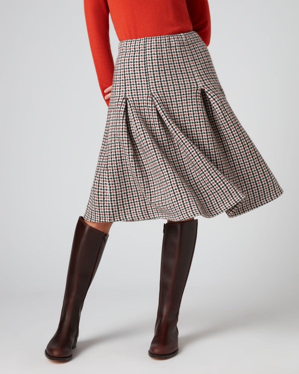 N.Peal Women's Houndstooth Midi Cashmere Skirt Multi
