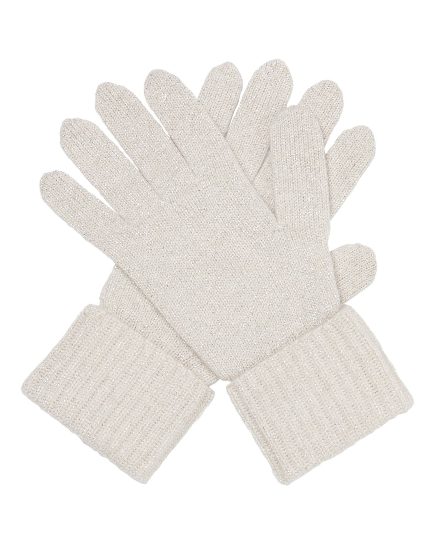 Women's Ribbed Cashmere Gloves With Lurex Ecru White | N.Peal