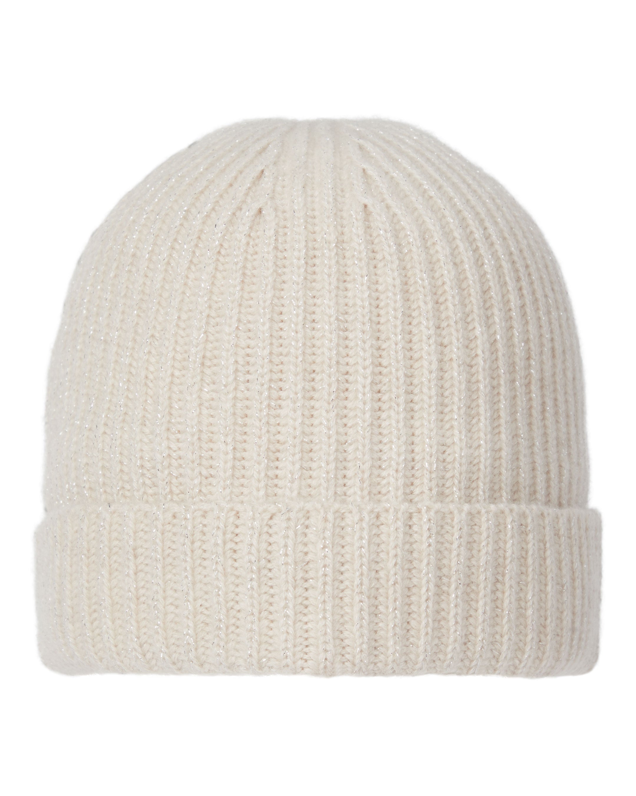 Women's Ribbed Cashmere Hat With Lurex Ecru White Sparkle | N.Peal