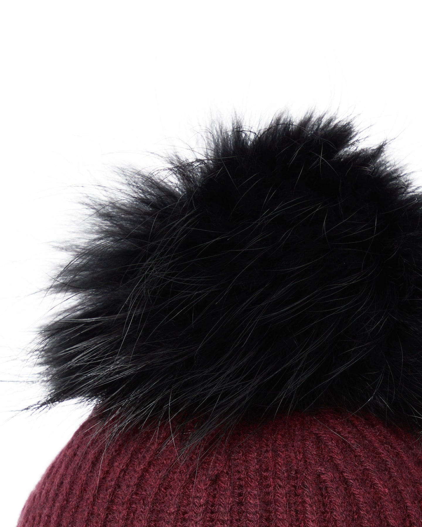 N.Peal Unisex Ribbed Cashmere Hat With Detachable Pom Shiraz Melange Red