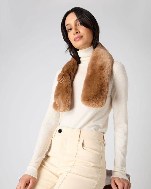 N.Peal Women's Fur Neck Warmer Caramel Brown