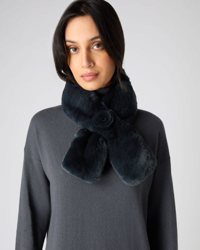 N.Peal Women's Fur Neck Warmer Grigio Blue