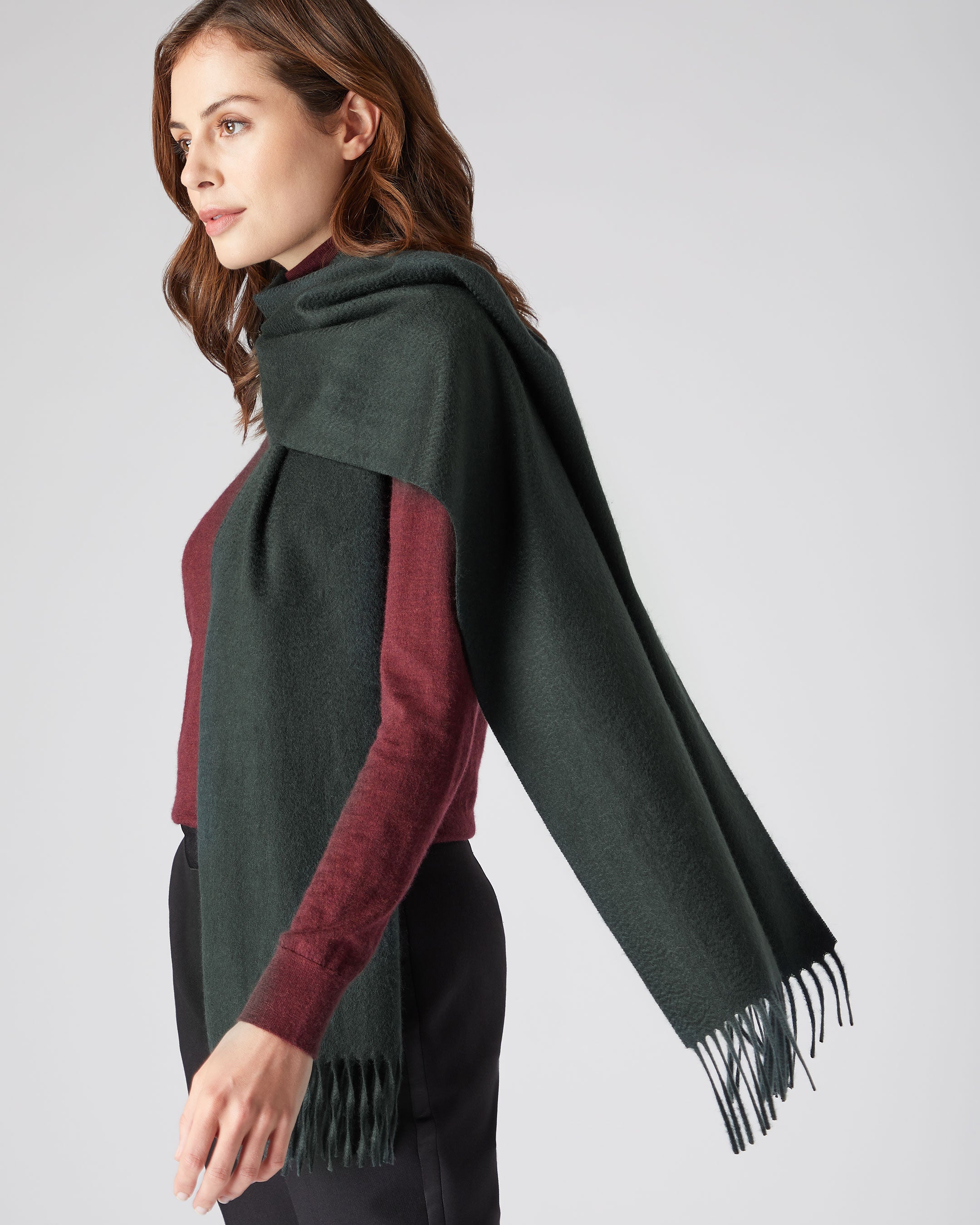 Dark green cashmere scarf sale