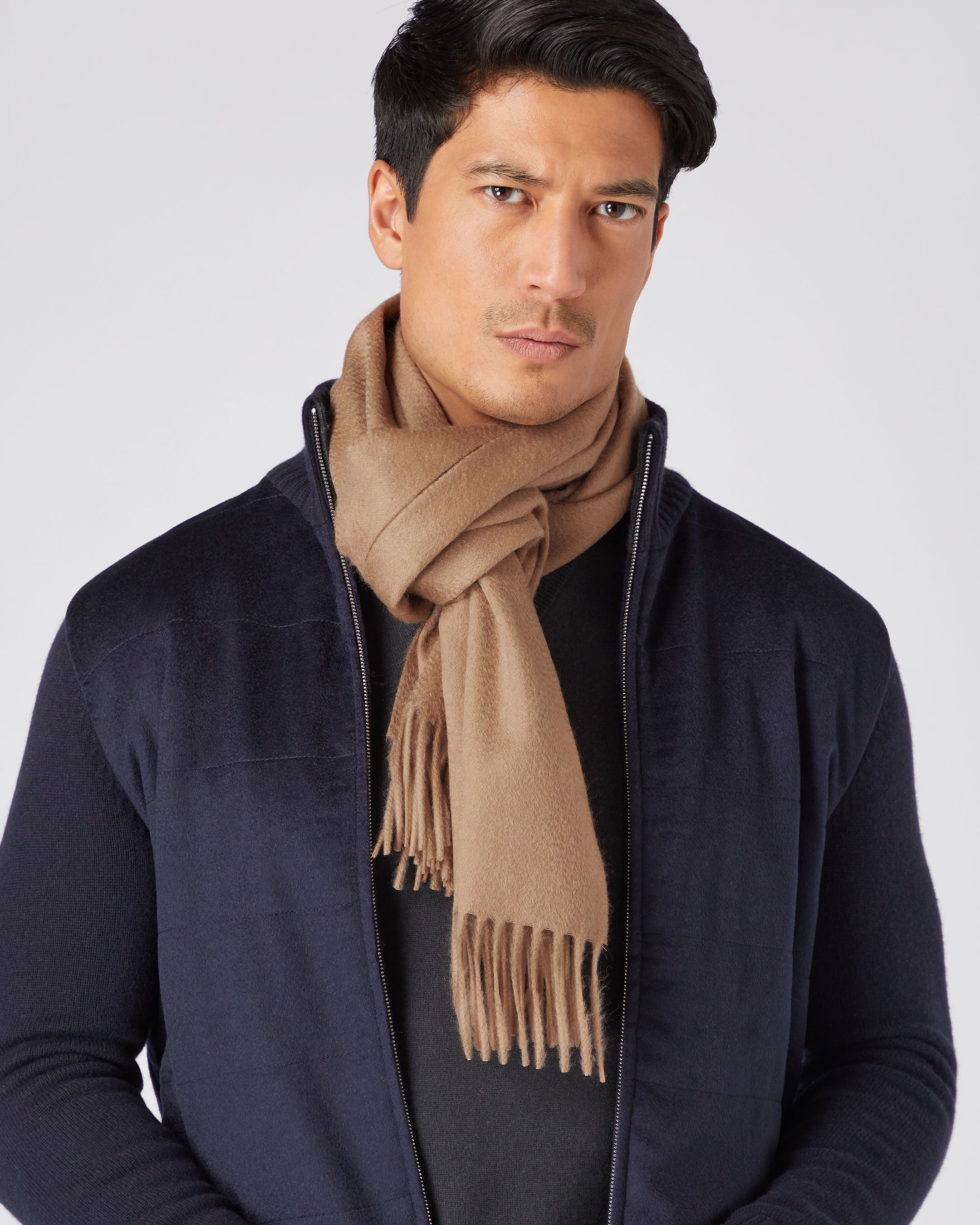 Unisex Large Woven Cashmere Scarf Dark Tan Brown | N.Peal