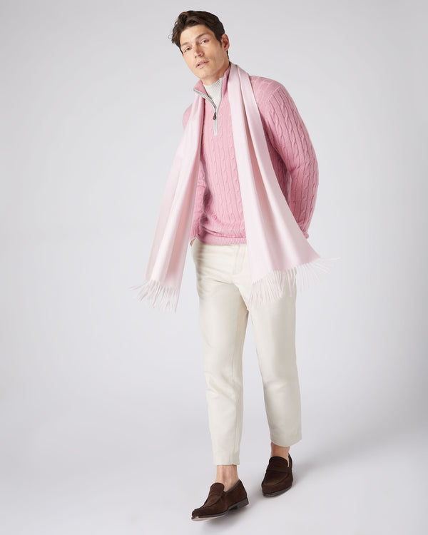 N.Peal Unisex Large Woven Cashmere Scarf Quartz Pink
