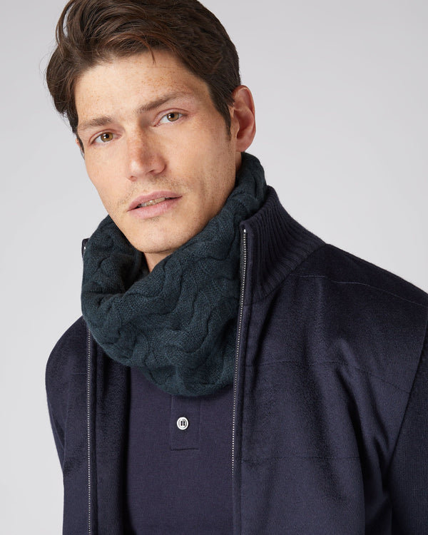 N.Peal Unisex Cable Cashmere Snood Grigio Blue