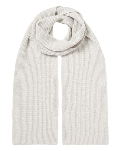 N.Peal Unisex Ribbed Cashmere Scarf Pebble Grey