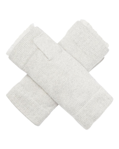 N.Peal Unisex Fur Lined Fingerless Cashmere Gloves Pebble Grey