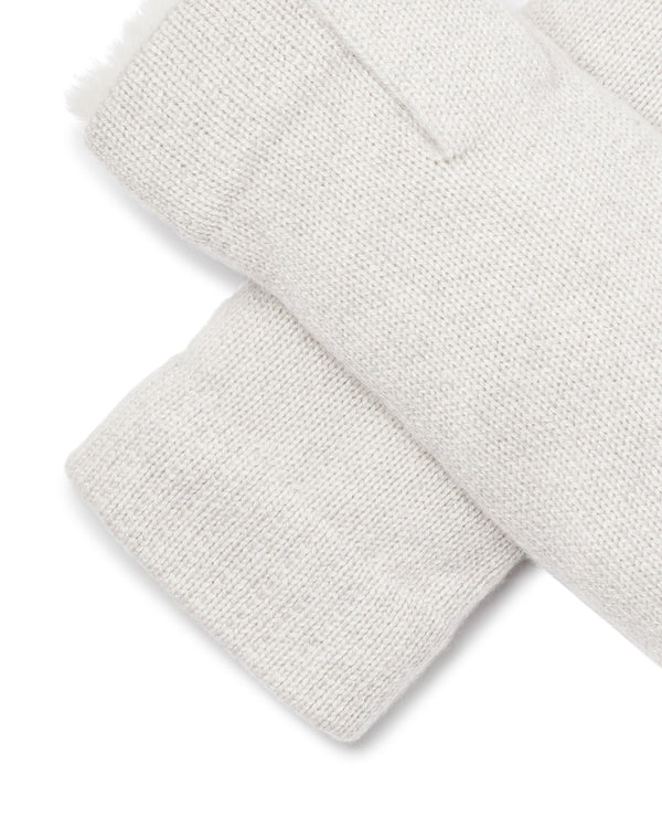 N.Peal Unisex Fur Lined Fingerless Cashmere Gloves Pebble Grey