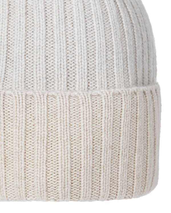 N.Peal Unisex Chunky Rib Contrast Cashmere Hat Pebble Grey