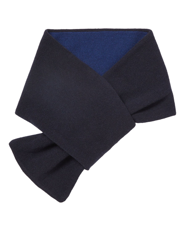 N.Peal Men's Two Tone Small Cashmere Scarf Navy Blue + French Blue
