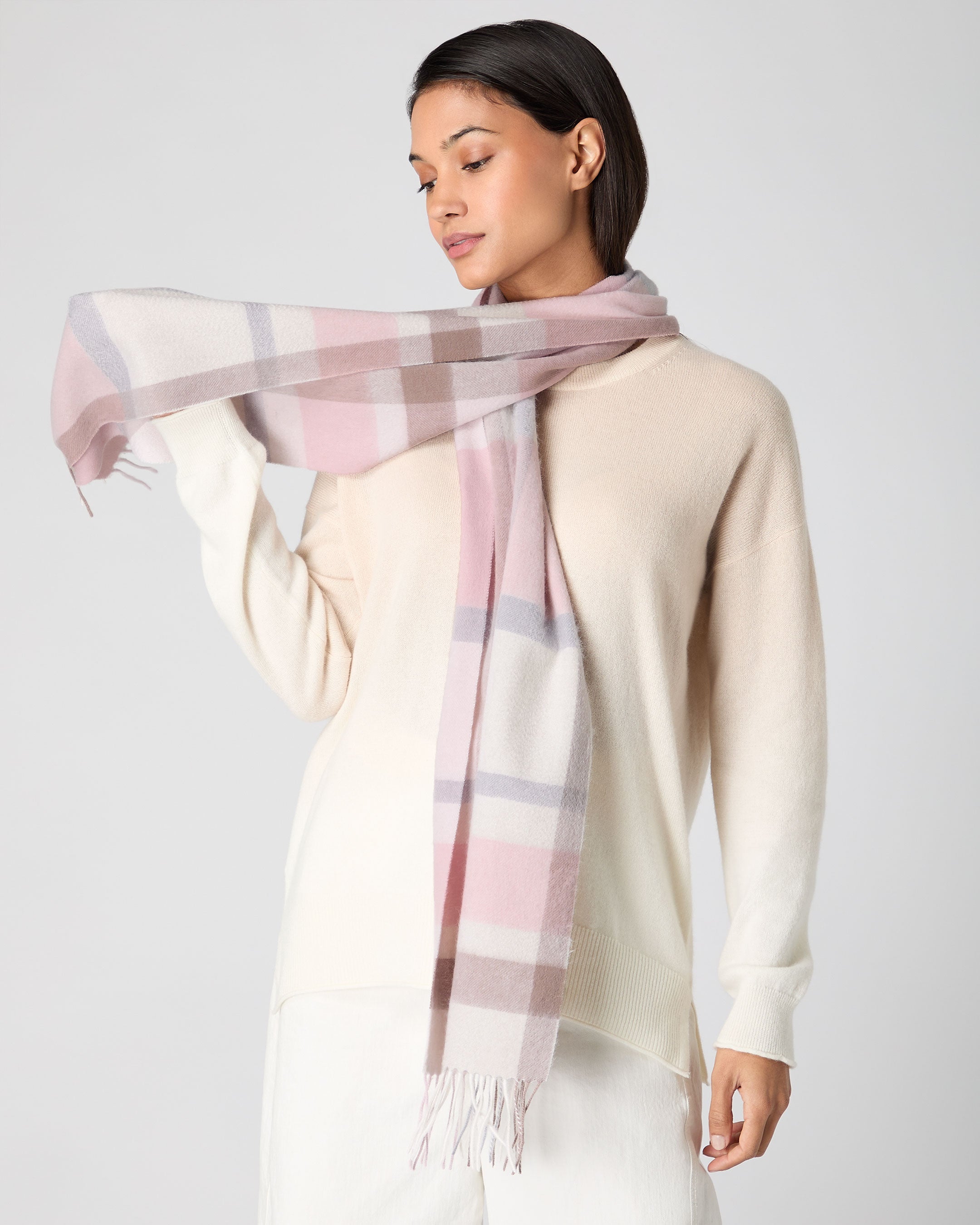 Pink 2024 grey scarf