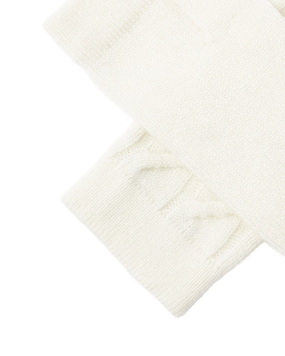 N.Peal Women's Cable Fingerless Cashmere Gloves New Ivory White