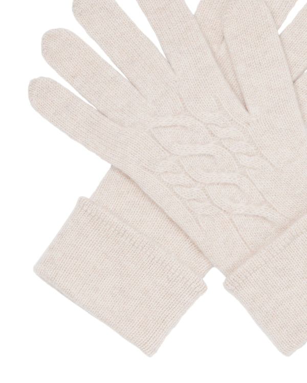 N.Peal Women's Cable Cashmere Gloves Heather Beige Brown
