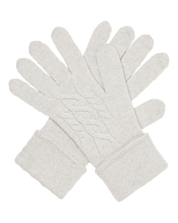 N.Peal Women's Cable Cashmere Gloves Pebble Grey