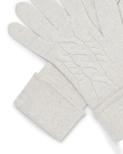 N.Peal Women's Cable Cashmere Gloves Pebble Grey