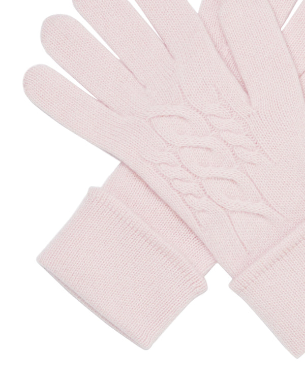 N.Peal Women's Cable Cashmere Gloves Quartz Pink