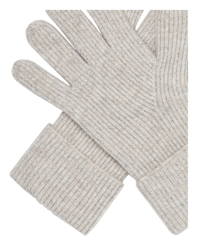 N.Peal Women's Plated Rib Cashmere Gloves Sand Brown