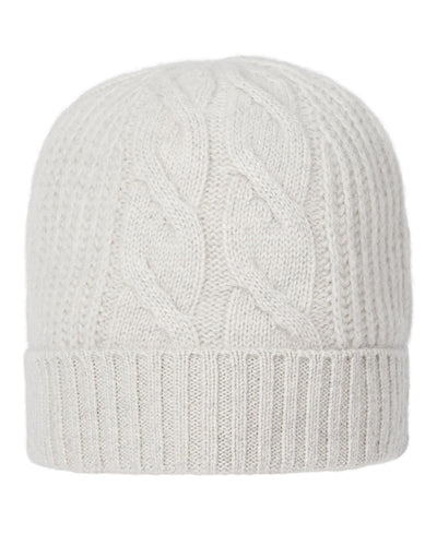 N.Peal Women's Cable Rib Cashmere Hat Pebble Grey