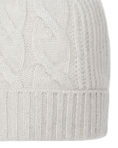 N.Peal Women's Cable Rib Cashmere Hat Pebble Grey