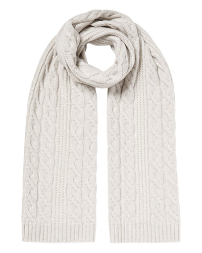 N.Peal Women's Cable Rib Cashmere Scarf Pebble Grey