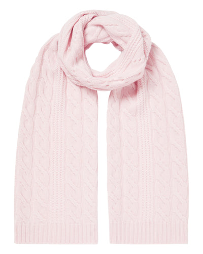 N.Peal Women's Cable Rib Cashmere Scarf Quartz Pink