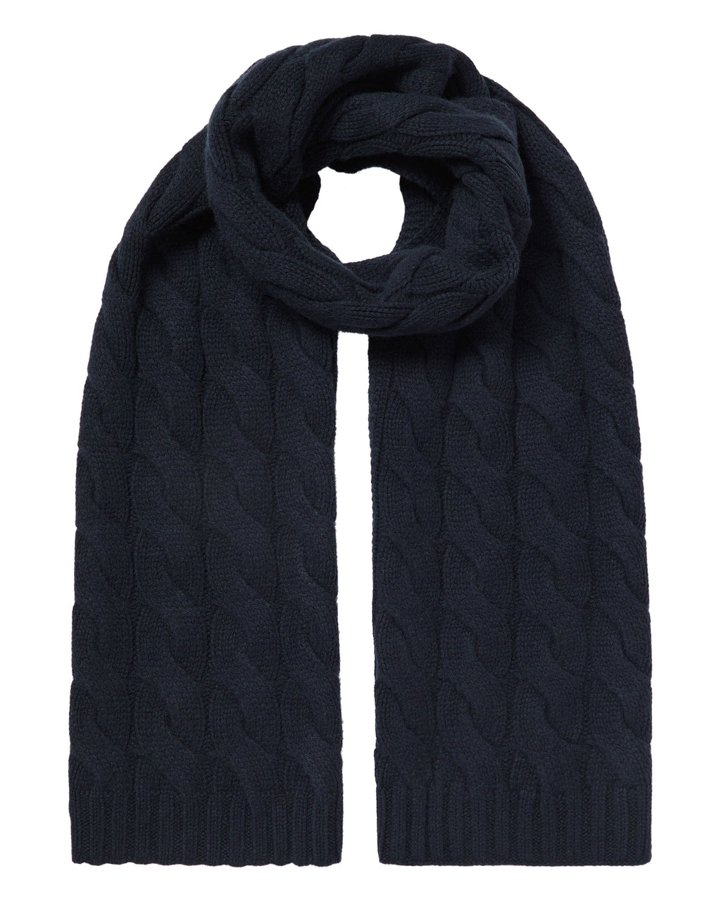 French Blue, Mens Pure Cashmere Ribbed Scarf