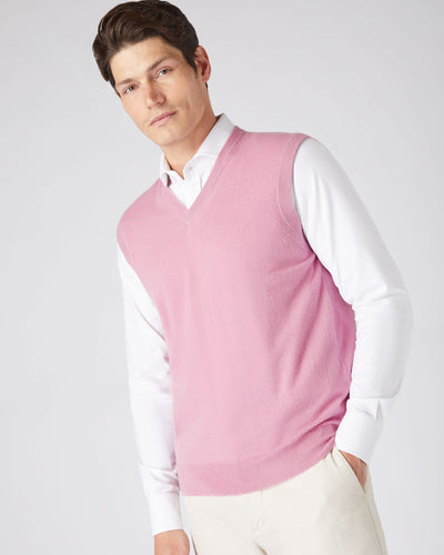 N.Peal Men's The Westminster Cashmere Slipover Burano Pink