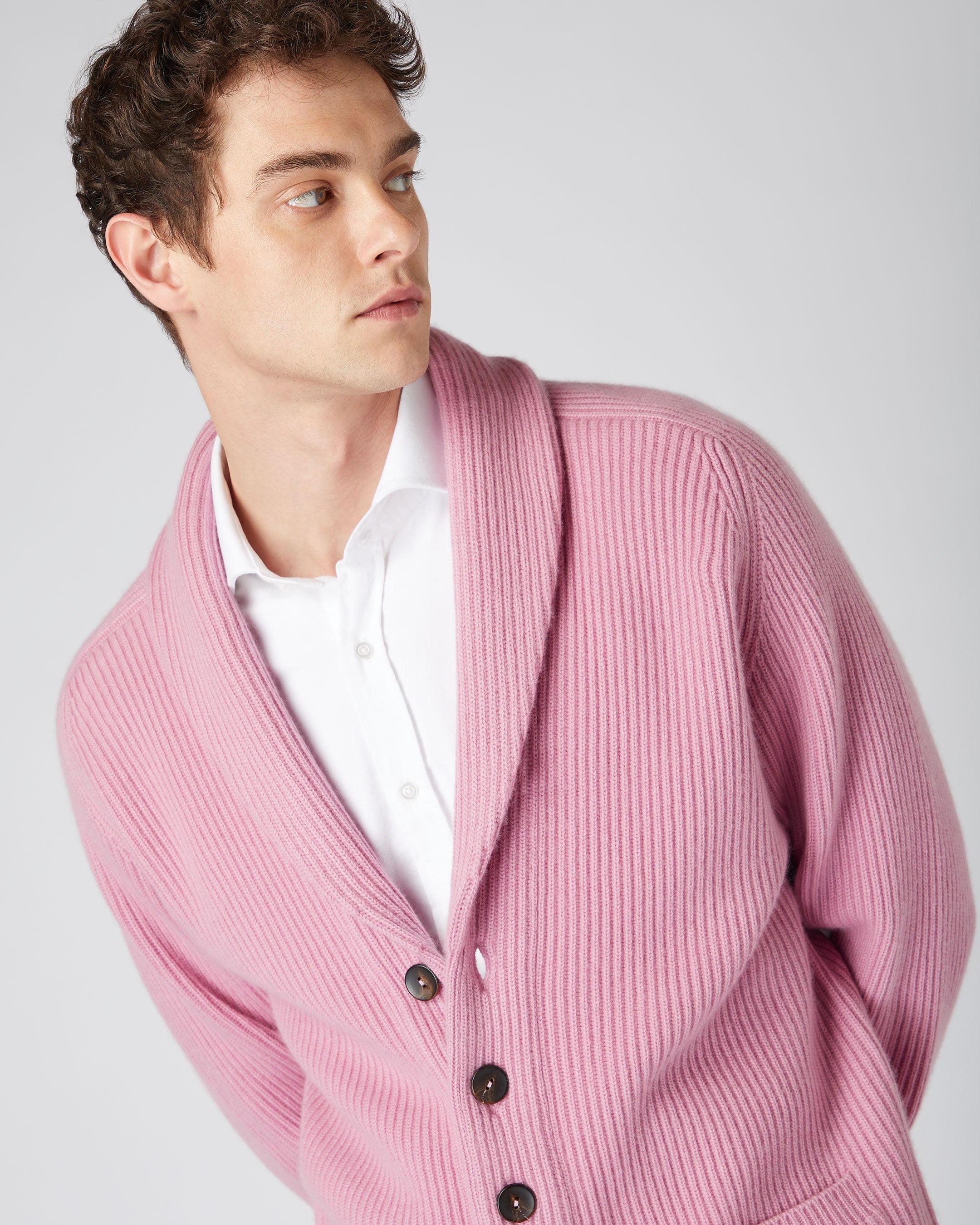 Men s The Kensington Cashmere Cardigan Burano Pink N.Peal