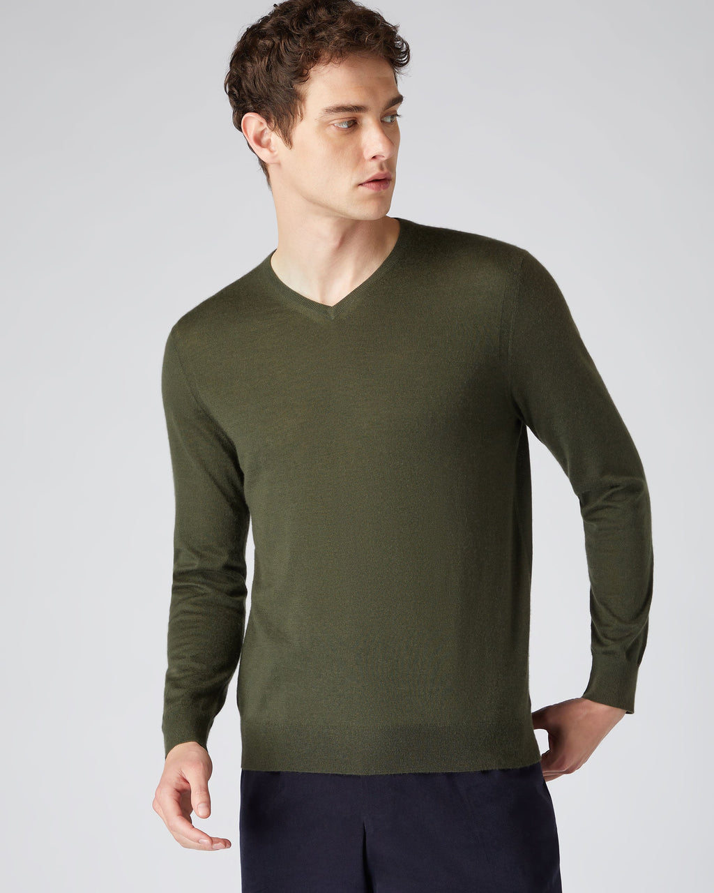 Men's Dodger Blue Cashmere V-Neck Pullover Sweater – Nepali