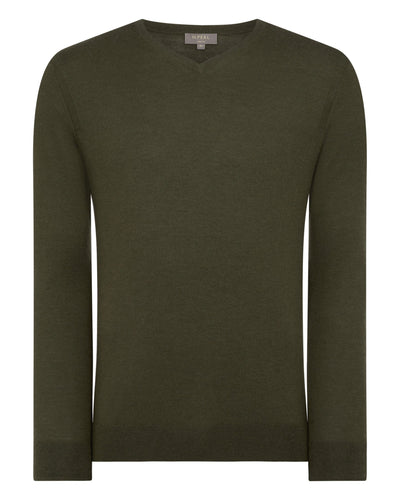 N.Peal Men's The Conduit Fine Gauge Cashmere Sweater Montana Green